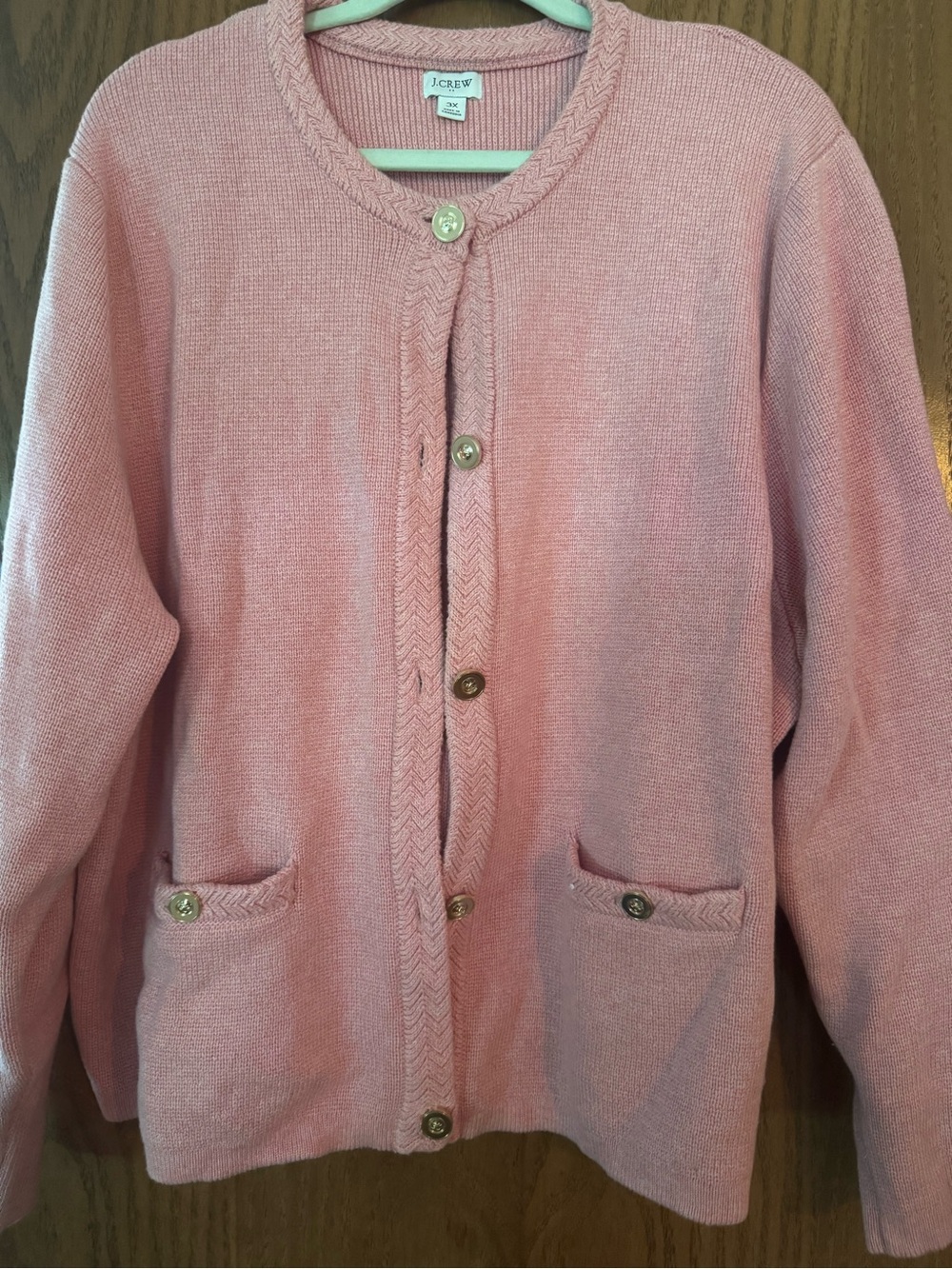 J. Crew Rose Pink Button-Front Knit Cardigan